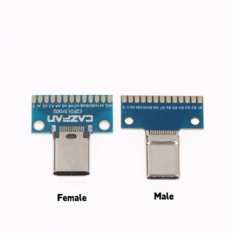 2 Stück USB 3.1 Typ-C-Stecker 24-Pin-Stecker Buchsen-Adapter Schnellladung Synchronisation für Smartphone Tablet Laptop