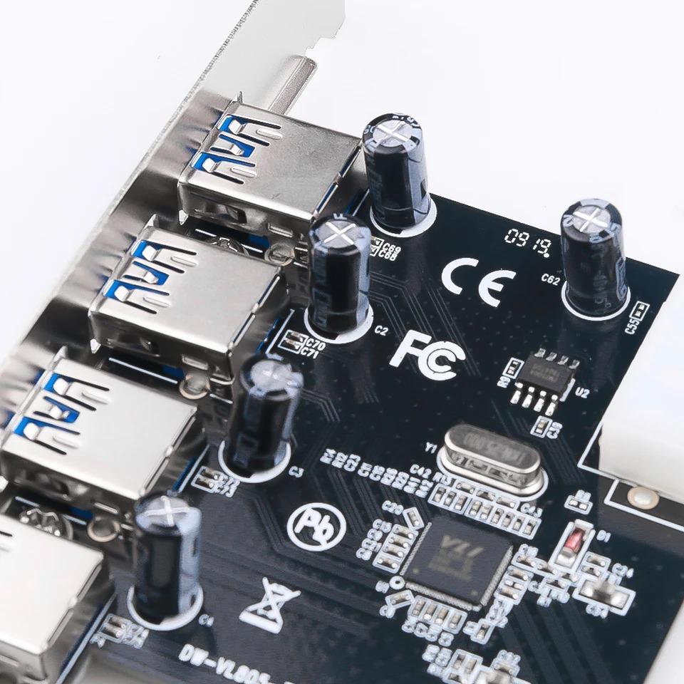 4portová USB 3.0 rozšiřující karta PCI-E PCI Express PCIe USB 3.0 HUB adaptér 5 Gb/s USB 3.0 řadič USB 3 0 PCI e PCIe Express