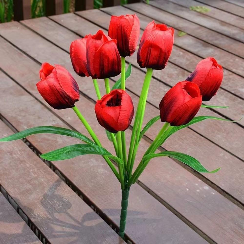 9 Heads Artificial Tulip Bouquet DIY Flower Floral Arrangement Flower Bouquet Realistic Artificial Flowers