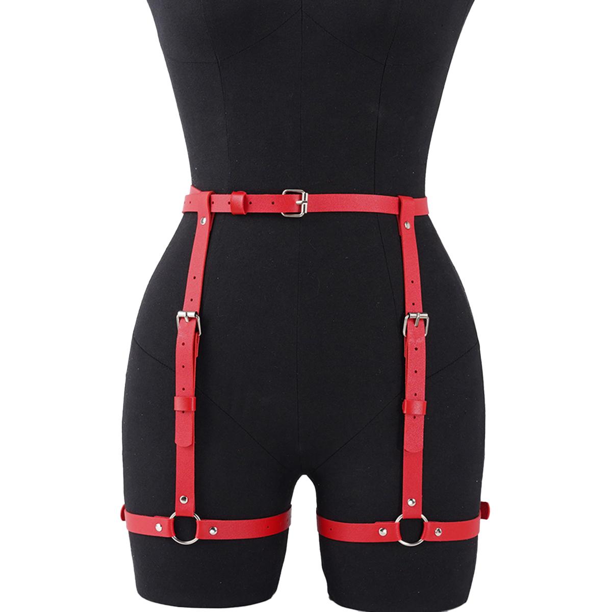 

Женская Мода Портупея Набедренная Портупея из ПУ кожи Регулируемая Декорированная шипами Подвязка на бедро Готическая Портупея Бондажное нижнее белье