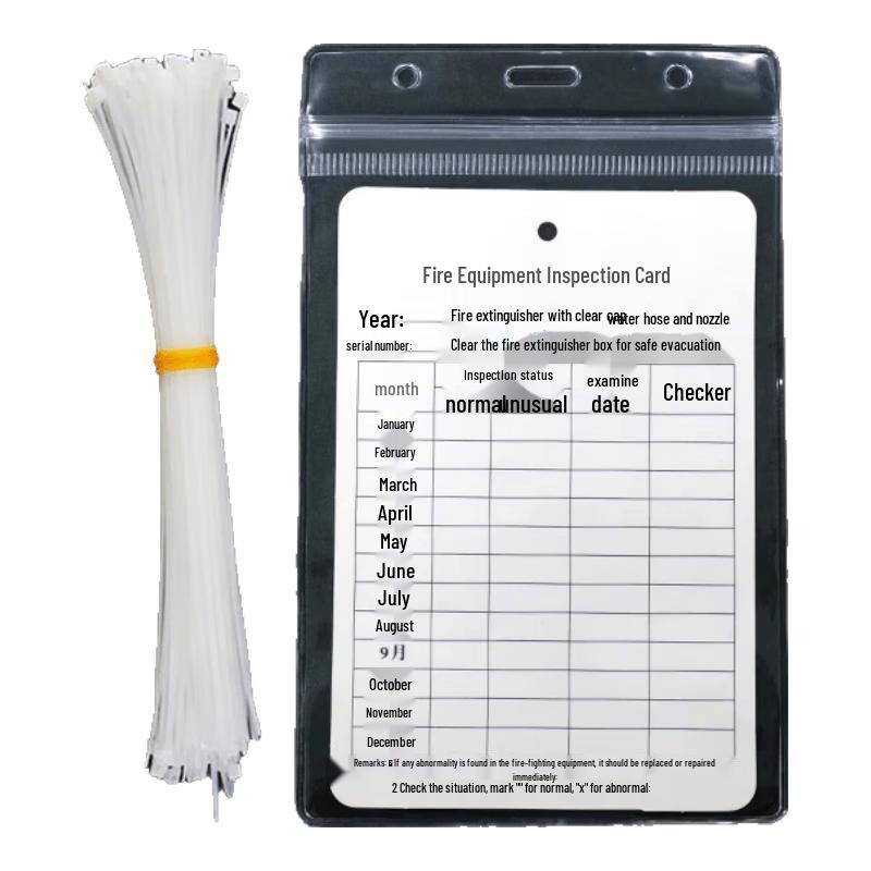Bingyu 3-in-1 Fire Safety Equipment Inspection Card Set, 100 Count