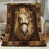Flannel Throw Blanket Majestic Horse Collage Print Soft Warm Naptime Blankets All Season For Sofa Bed Home Decor Ideal Gift