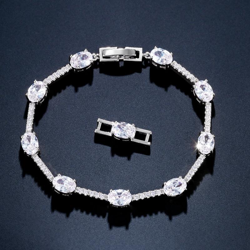 RAKOL Cross-border Supply, European and American Fashion Classic Micro-inlaid Oval Zircon Bracelet, Women's Exquisite and Versatile Bridal Jewelry