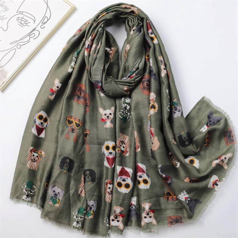 Winter Charming Dachshund Dog Pattern Viscose Shawls Scarf With Glasses- Soft Thick Pashmina Hijab with Playful Kitten Designs