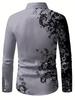 Camicie da uomo alla moda con stampa, per primavera e autunno, casual, traspiranti, con colletto, bottoni, manica lunga