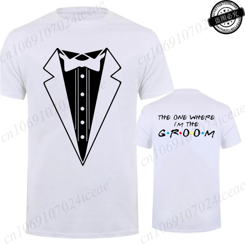 Tuxedo Groomsmen Bachelor Party Wedding TShirts Men Shirt Fashion Male Clothing Friends Theme Party Shirts TShirts for Men