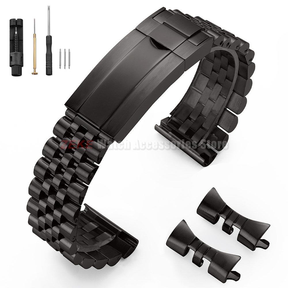 

Розкішний браслет для годинника з цільної нержавіючої сталі для Rolex DAYTONA GMT SUBMARINER Yacht-Master для ювілейного вигнутого ремінця 20 мм 22 мм 21 мм 20mm чорний