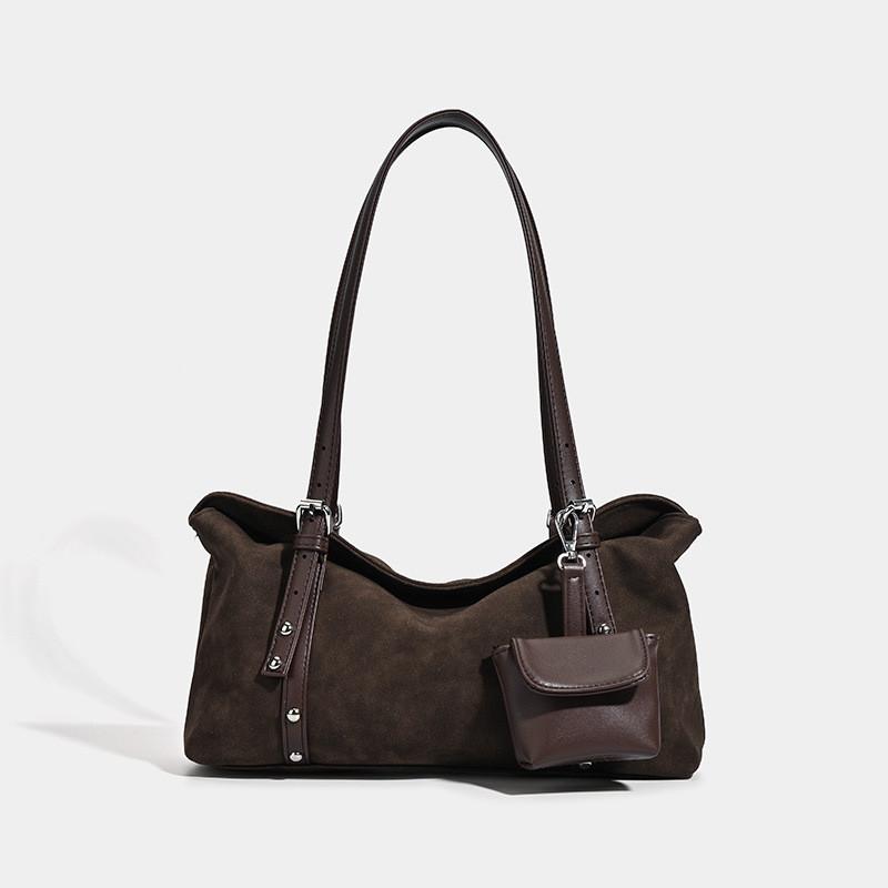 IELGY Ladies Underarm Bag Retro Suede Autumn Winter Large Capacity Commuter One Shoulder