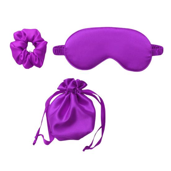 

Набір шовкових сатинових масок для сну Регульована контурна пов язка на очі з сумкою для зберігання Портативна маска для сну в літак для подорожей Літак Дім фіолетовий