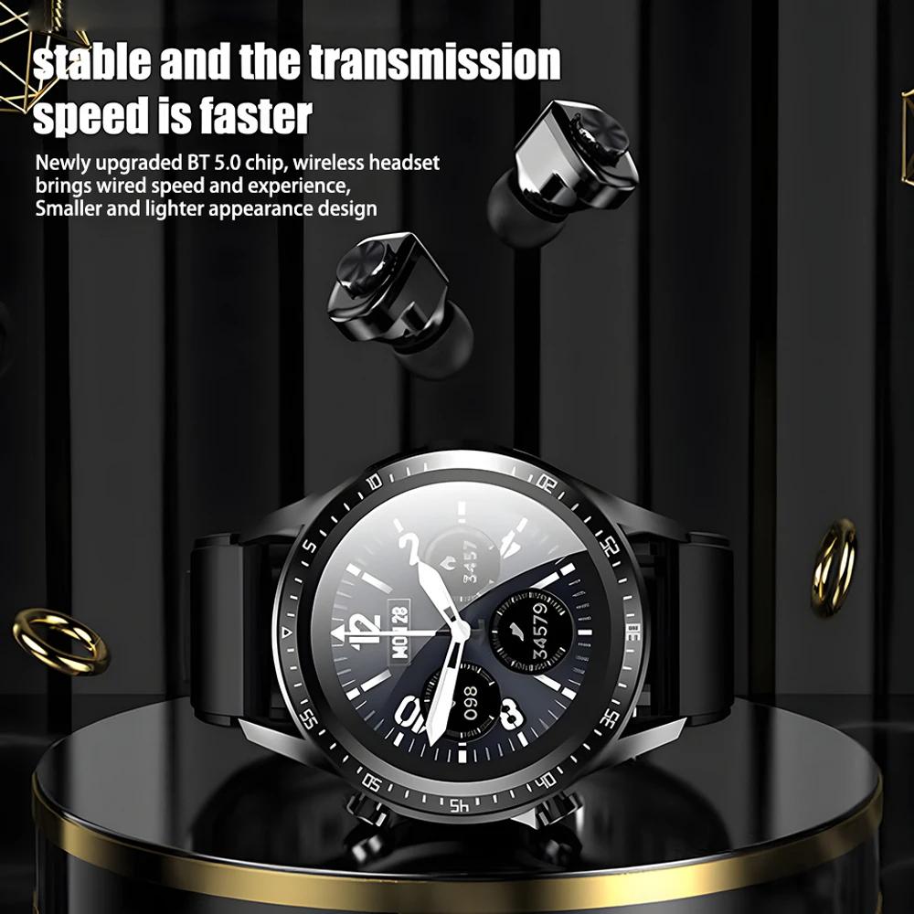 2025 New Headset Smart Watch With Earbuds TWS Bluetooth Call Music Control Blood Pressure Detect Smartwatch For Men Android IOS