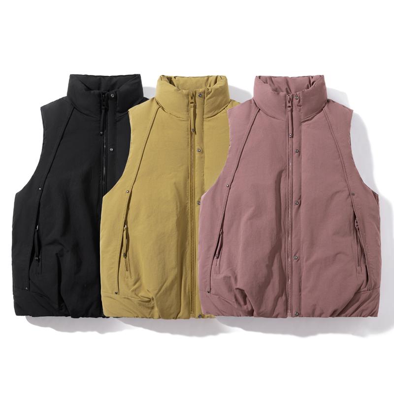 Men 50% White Duck Down Vest, Windproof Stand Collar Gilet With Zip Pockets Warm Sleeveless Outdoor Winter Waistcoat