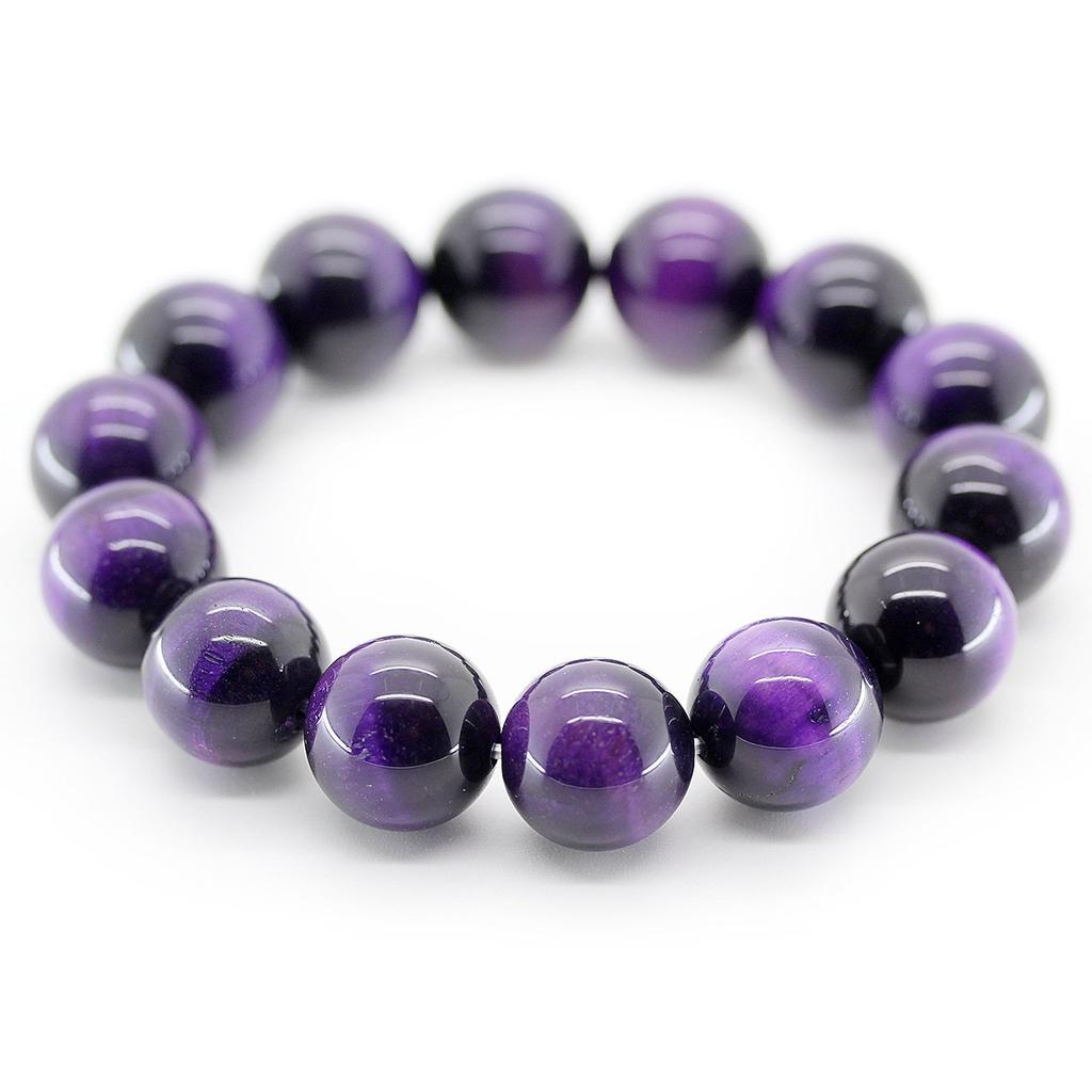 Ishiki Purple Tiger 16mm Power Stone Prayer Bead Bracelet