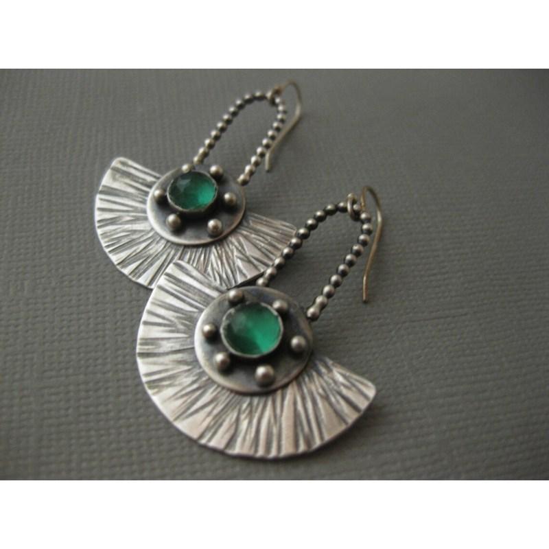 Vintage Ethnic Style Women's Earrings Bohemian Style Unique Leaf Fan-shaped Pendant Jewelry
