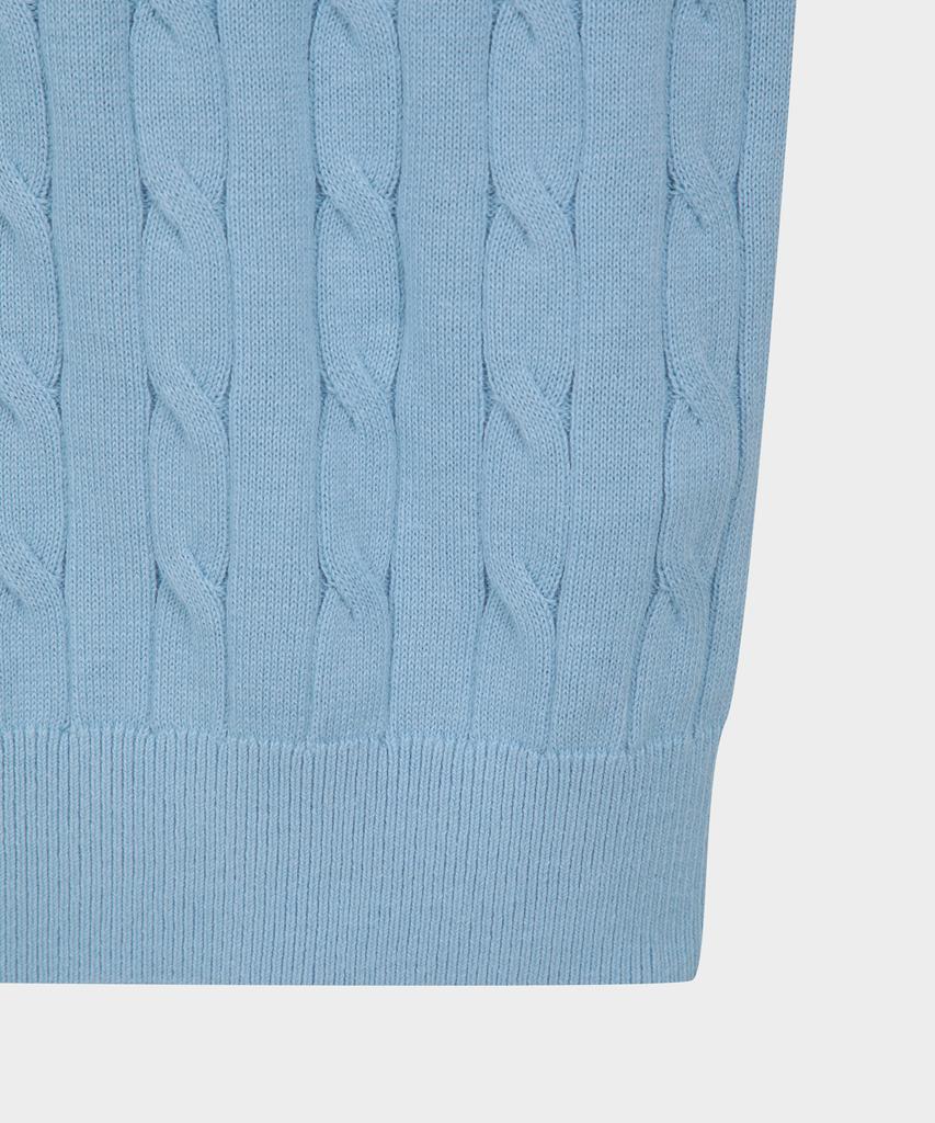 BROOKS BROTHERS Cotton Cable Crew Neck Short Sleeve Sweater (Blue) (Bbwrmog203)