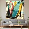 Vintage Surfboards Lined Up On Tropical Beach Palm Trees Wall Tapestry Retro Surf Decor for Bedroom Living Room Dorm
