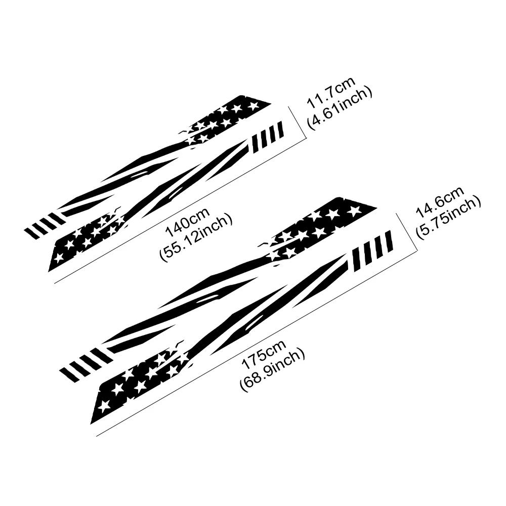 2PCS Pickup Door Side Stars Stripes Stickers For Ford F150 Ranger Toyota Hilux Tacoma Dodge RAM Dmax Auto Decoration Accessories