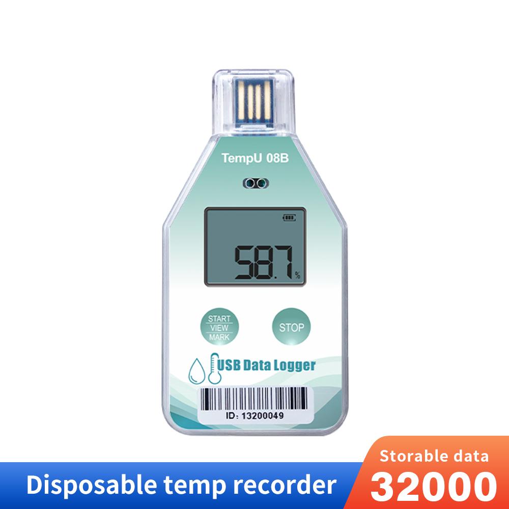 TempU08B Temperature & Humidity Data Logger IP67 Waterproof USB Temperature Recorder 32000 Sets Datalogger for Warehouse Storage