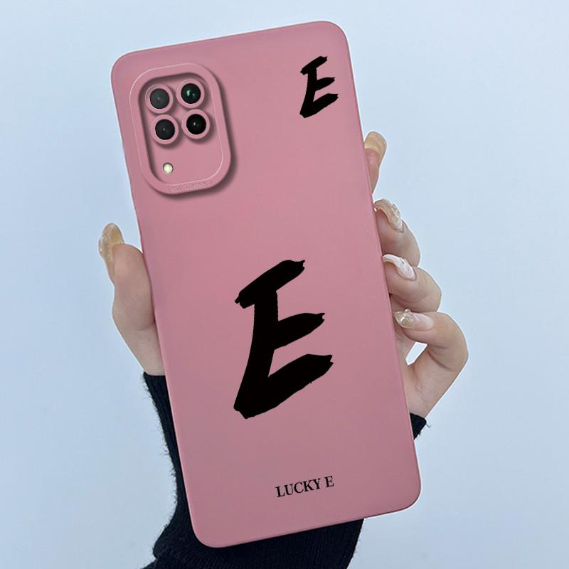 For Huawei Nova 7i Case Cover Lucky Initial Letter Liquid Soft Silicone Phone Bumper for Huawei P40 Lite Nova7i JNY-LX2 Casing