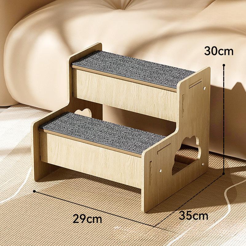 Eco-Friendly Wooden Pet Stairs - Dog Steps with Anti-Slip Diamond Treads & Adjustable Height for Beds/Couches