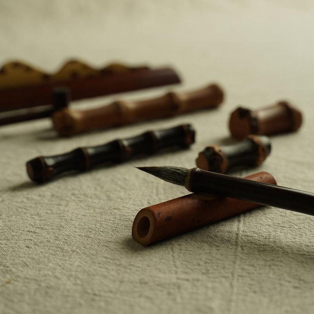 Teahouse Natural Bamboo Pen Rest Painting Penmanship Pen Stand Calligraphy Brush Holder  Desktop