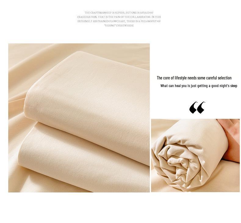 Class A Pure Cotton Solid Color Three-Piece Bedding Set - Thickened Dorm Bed Sheet and Pillowcase with Duvet Cover