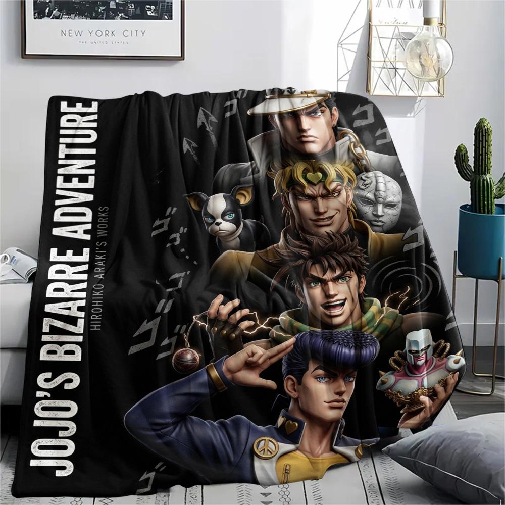 1PC Jojos Bizarre Adventure Patterned Flannel Blanket Suitable For All Seasons For Home Decor Warmth And Comfort Gifts Holiday Present