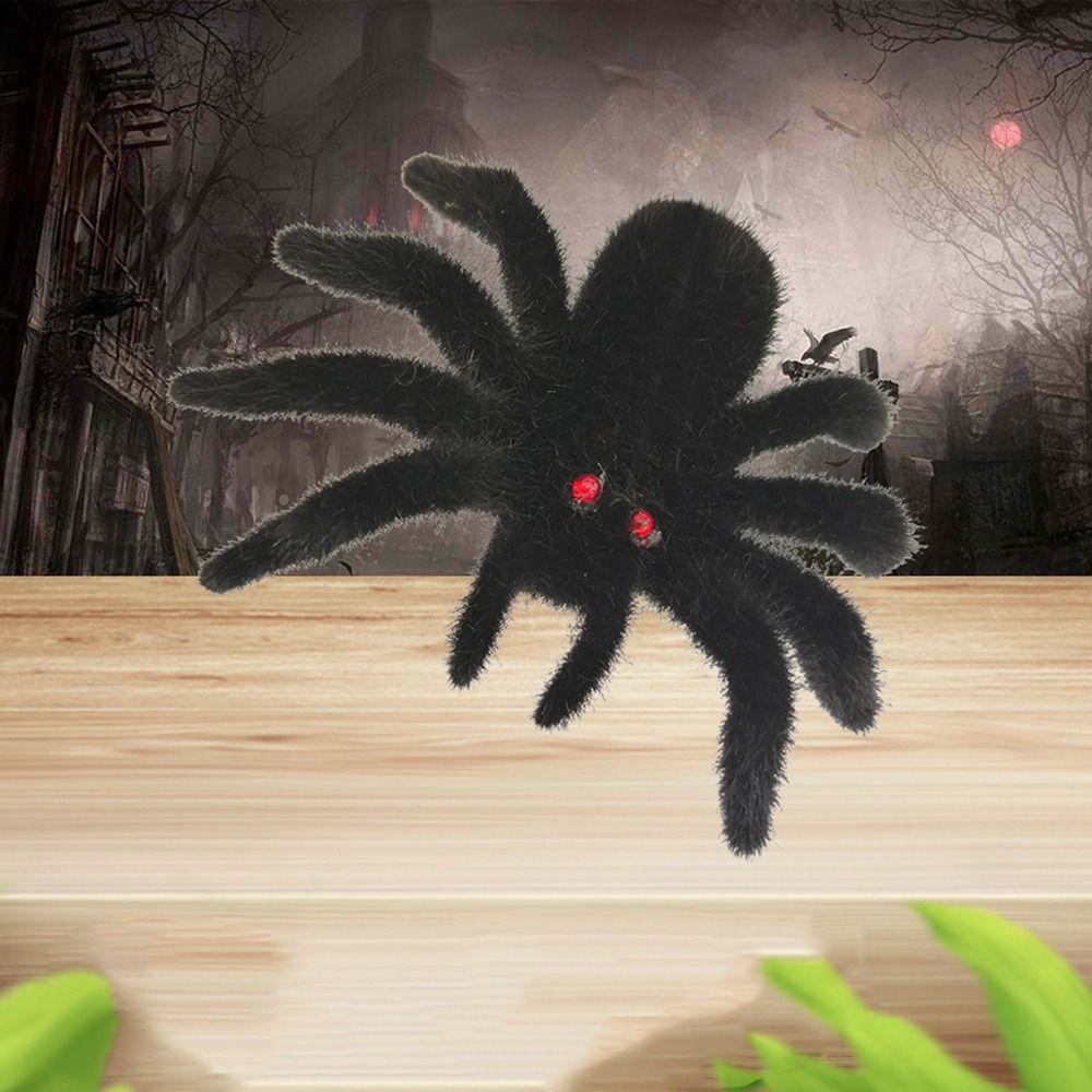 Realistic Flocking Black Spider 3D Artificial Spider Halloween Plush Spider  Party Prop