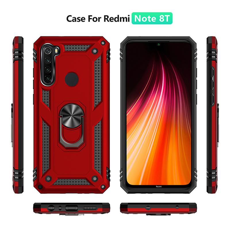 Dla Xiaomi Redmi Note 8T 7 8 Pro Case luksusowy pancerz odporny na wstrząsy futerał na telefon dla Redmi 7 8 7A 8A samochodowy magnetyczny uchwyt pierścieniowy tylna okładka