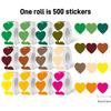 Heart-Shaped Love Stickers - 500 Self-Adhesive Labels per Roll