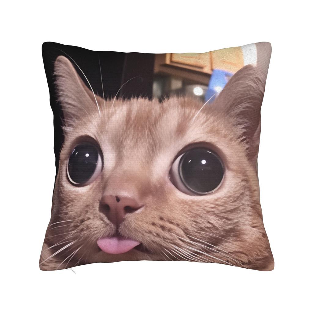 Katzen-Memes Lustiger Meme-Druck Kissenbezug Weicher Kissenbezug für Sofa Auto Heimdekoration Modischer Kissenbezug