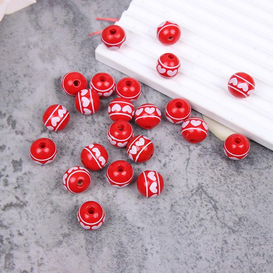 Valentine'S Day Love Wooden Beads Home Decoration Colorful Wooden Beads Wreath Accessories Diy Fringed Hemp Rope Wooden Beads String