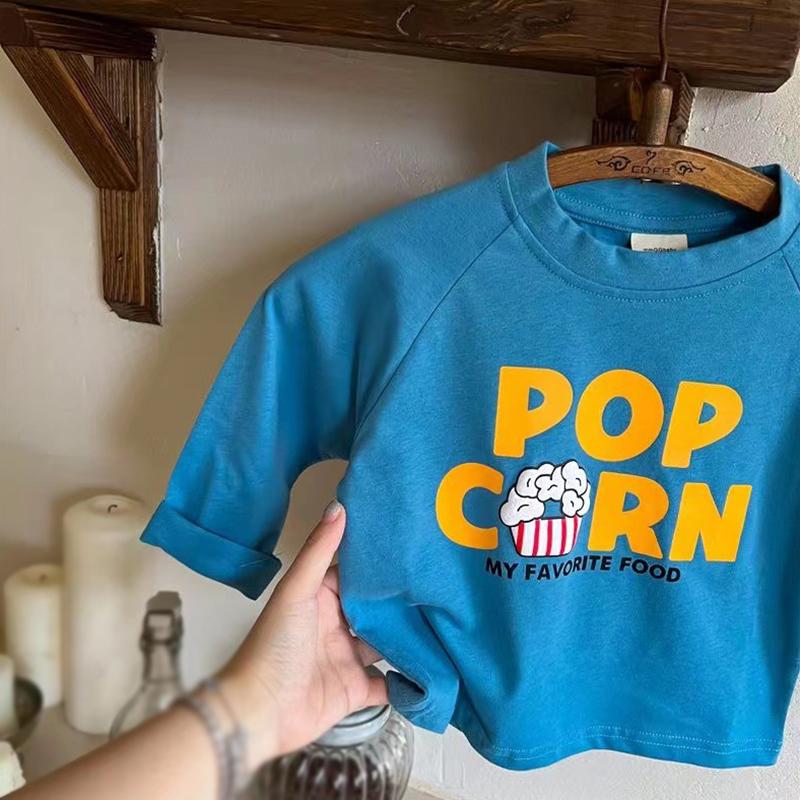 Children's Cotton Printed T-shirt Round Neck Long Sleeved Kids Top