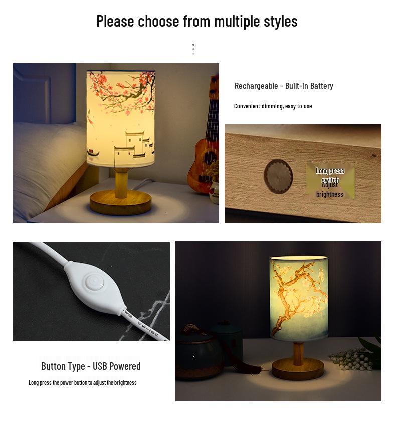 Chinese Artistic Retro LED Desk Lamp for Bedroom or Dormitory