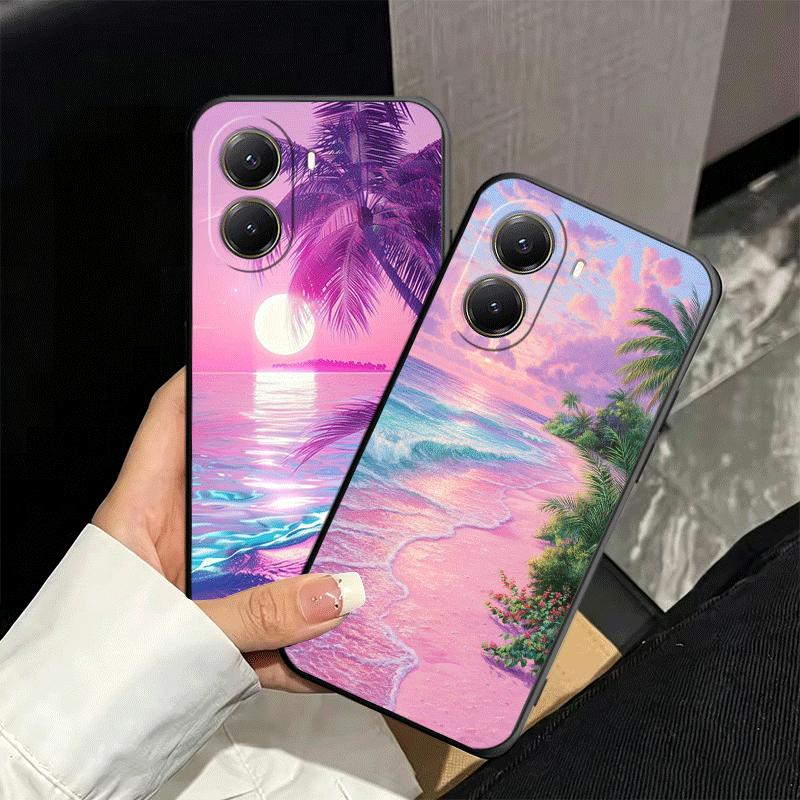 Pink Sunset Beach Dreamy Scenery Soft Phone Case for Xiaomi Poco X5 X6 X7 X8 Pro Max X3 F7 F8 Ultra M8 M7 M6 M5 Redmi 15 15C 14C