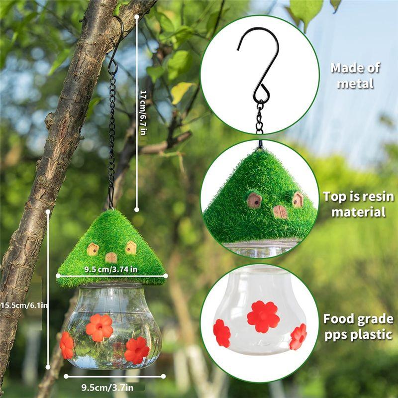 M-Modern-Bird Feeder,Garden Bird Feeders For Outdoors Hanging,3 Petals Decorated With Water Spout Bird Water Easy Install Colore
