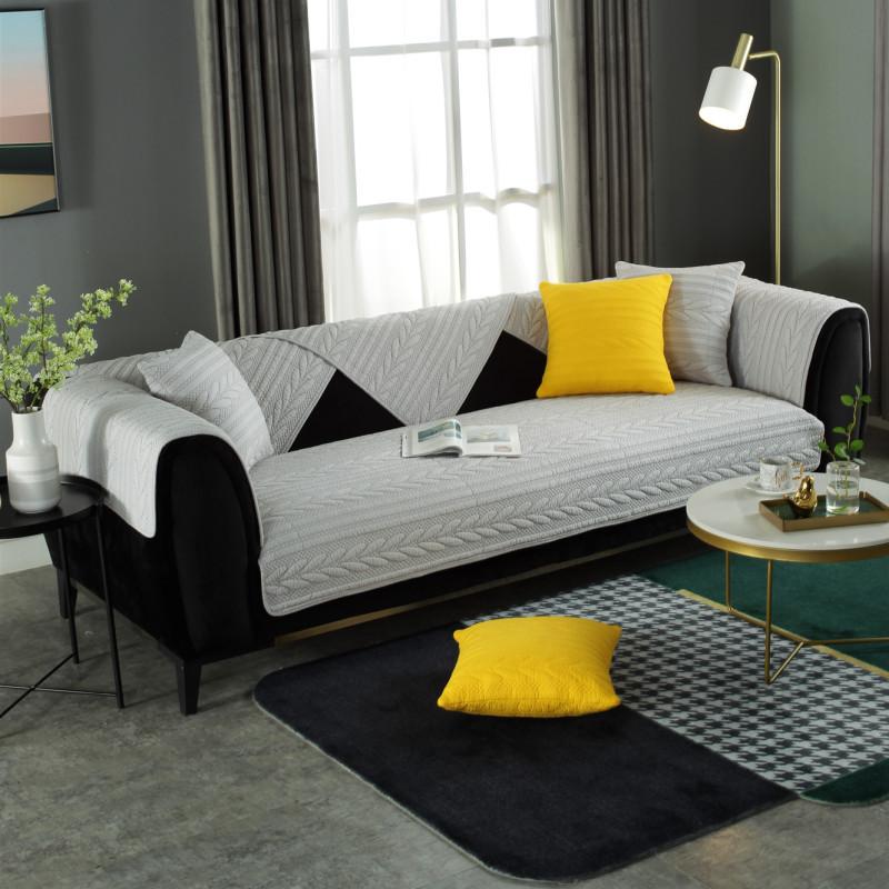 

Four Seasons Universal Positive And Negative Cotton Quilted Sofa Cushion Modern Simple Double-Sided Fabric Leather Sofa Cushion Towel 70*70cm