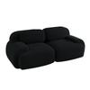 Loveseat Sofa Corduroy, Frameless, Combinable with Curved Armrests and Non-Slip Underside, High-Elastic Padding for Living Room, Bedroom, Black