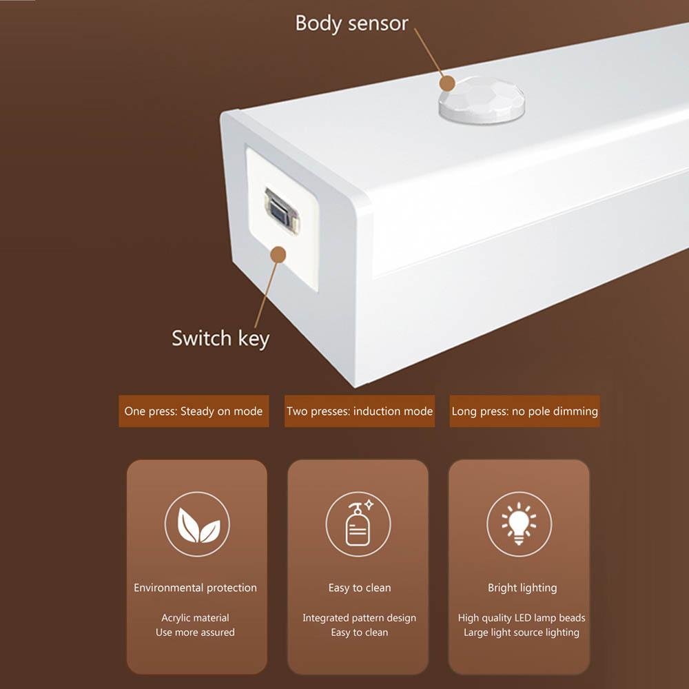LED Intelligent Body Sensor Cabinet Light USB Charing Night Light Rechargeable For Kitchen Closet Cabinet Wine Cooler Bedroom