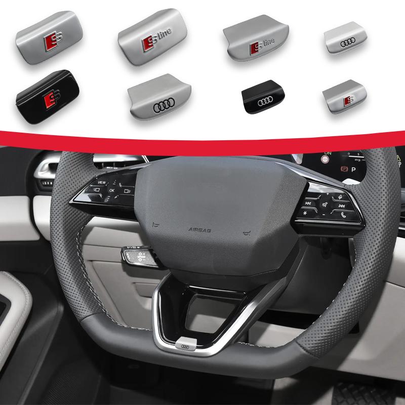 3D Aluminum Alloy For Zbts2 A1 A3 A4 A5 A6 A7 A8 B8 B9 B6 C6 Q2 Q3 Q5 Q7 TT S Sline Emblem Car Steering Wheel Sticker Accessories