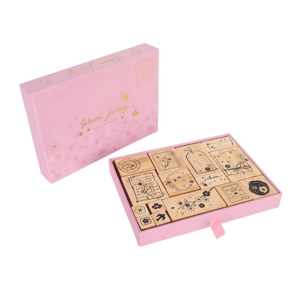 Sello de Goma de Madera Delicado Set de Sellos Decorativos de Madera para Arte Manualidades Diario Scrapbooking Planificador Tarjetas de Letras