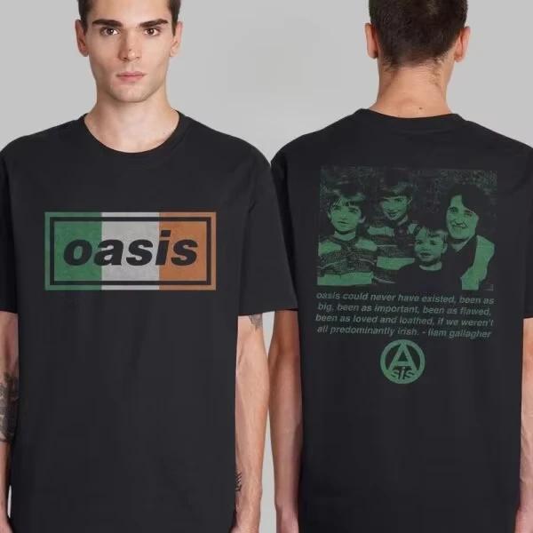 

Oasis Ірландський Триколор Лого Фотографія Gallagher Brothers Люблений і Ненависний Двосторонній Унісекс Футболка Інс Y2k Гарячий Новий Бренд M