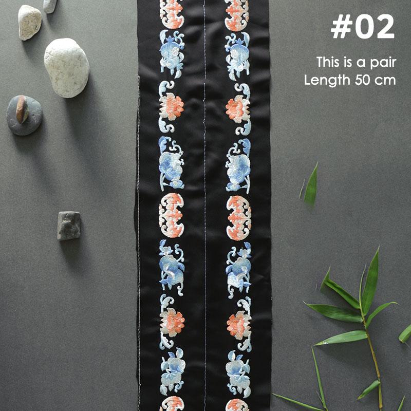 2Pcs 50cm Chinese Embroidery Lace Trim Webbing Ribbon For DIY Hanfu Cheongsam Lapel Collar Sleeve Edge Garment Decor Accessories