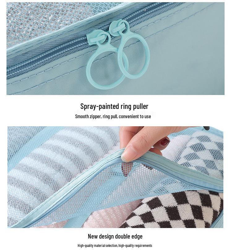 Eight-Piece Travel Organizer Set: Storage Bags & Makeup Bag for Clothes and Accessories.