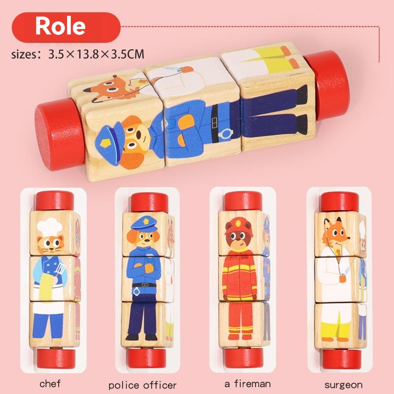Wooden Rotating Puzzle Toy Educational Montessori Learning Block Toy for Toddlers Early Development and Fine Motor Skills