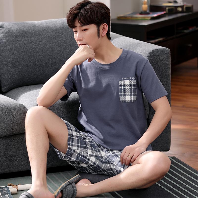 Summer Men's Pajamas Knit Pajamas Set Pajamas Big Boys Pajamas Family Clothing