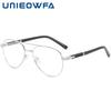 UNIEOWFA Aviation Prescription Glasses Frame Men Optical Myopia Eyeglasses Frame Male Pilot Stainless Steel Eyewear Frame Brand