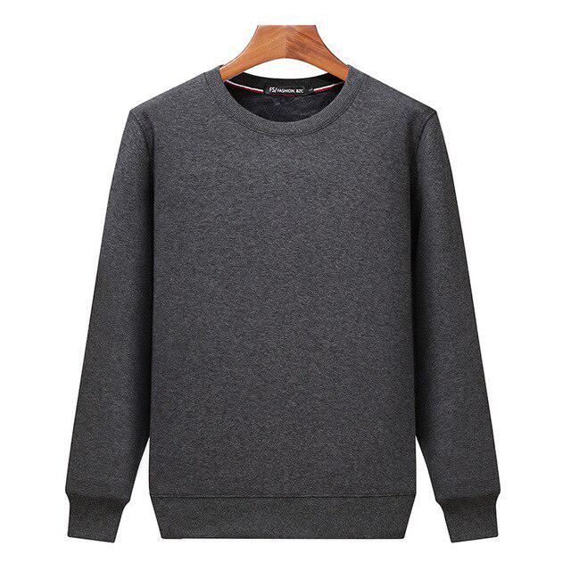 Oversized Pullover Men Casual Sweatshirt Solid Color Pullover Bog Size Male Autumn Hoodies Plus Size