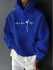Men's Long Sleeve Hooded Sweatshirt with Simple Line Art Heartbeat Waveform Medical Print, Casual Sportswear for Outdoor Activitie