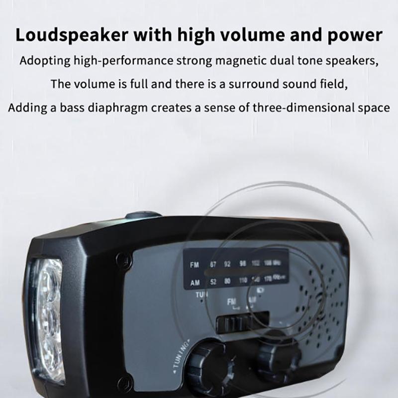 2000 Mah Emergency Radio With Led Lights Radio Usb Solar Charging Light Outdoor Travel Portable Rechargeable Fm/Am Radio