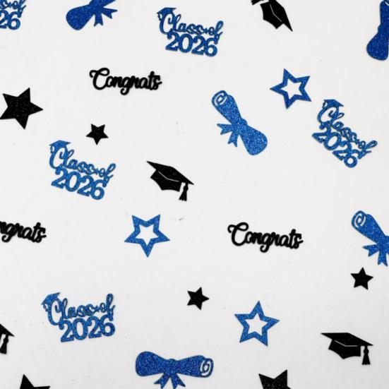 Yousheng 100 Pcs Graduation Confetti Glitter Grad Caps Bows Stars Confetti Class of 2026 Party Table Centerpiece for Graduation Party